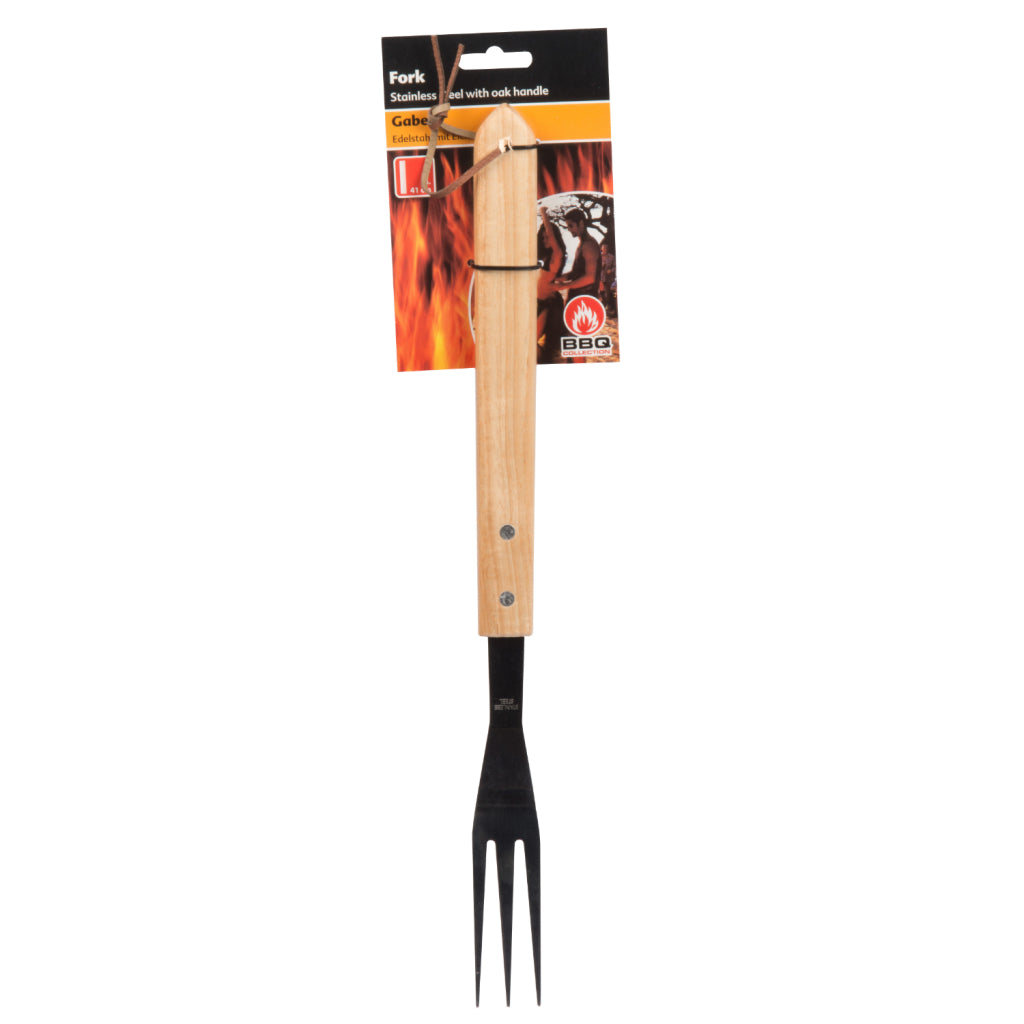 BBQ Collection Fleischgabel Luxus 41 cm Eiche Edelstahl