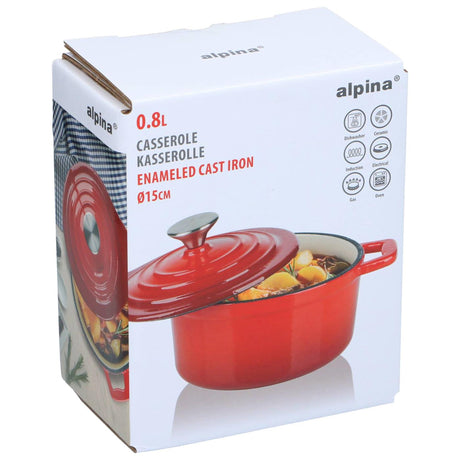 Alpina braadpan gietijzer ø14cm rood 800ml
