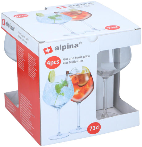 Alpina Cocktailgläser 4 Stück – Gläser für Gin Tonic, Aperol Spritz und Cocktails – Gin Tonic Glas 73 cl – Cocktail-Set – Glas