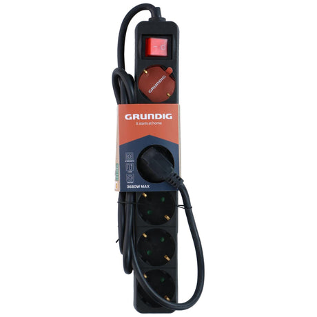 Grundig Steckdosenleiste schwarz mit Schalter 6-fach 1,5 m