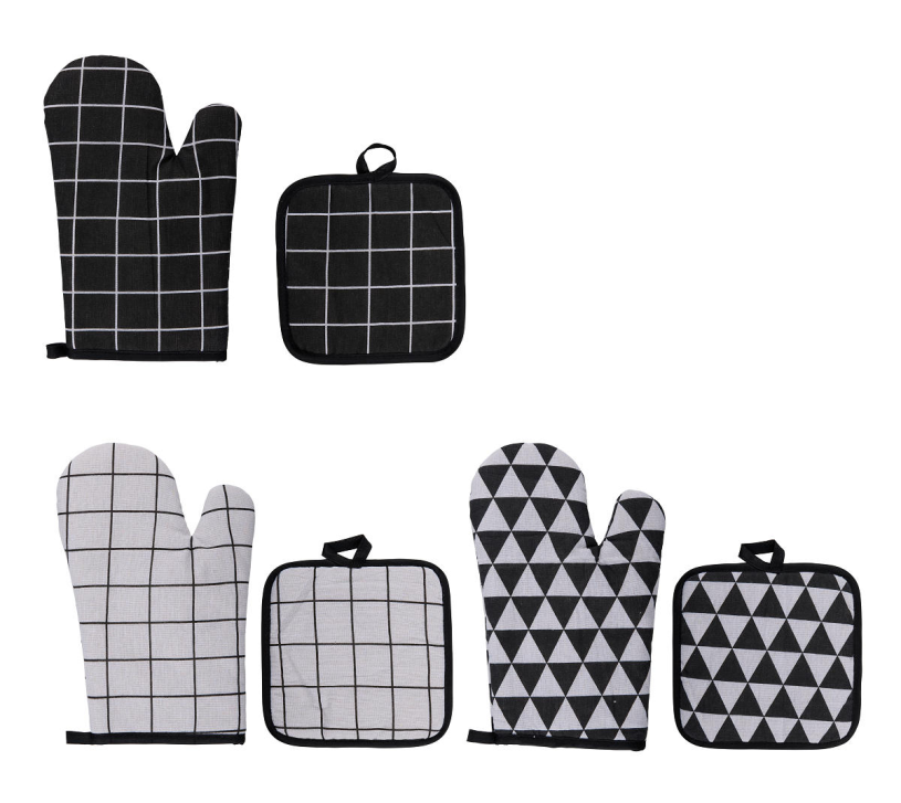 Alpina Ofenhandschuh und Pfannenhalter, Schwarz und Weiß, 2-teiliges Set