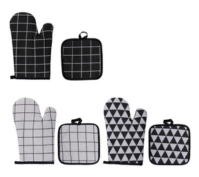Alpina Ofenhandschuh und Pfannenhalter, Schwarz und Weiß, 2-teiliges Set