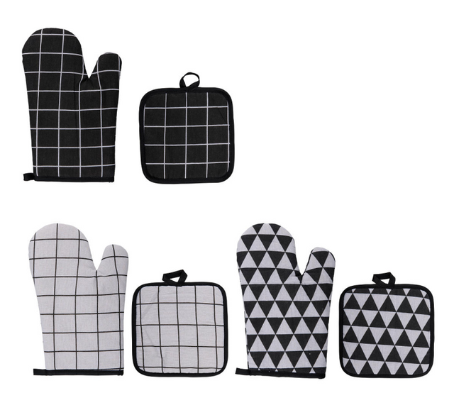 Alpina Ofenhandschuh und Pfannenhalter, Schwarz und Weiß, 2-teiliges Set