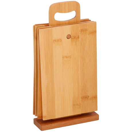 Schneidebrettset Bambus 29,5x15cm 6-teilig mit Halter