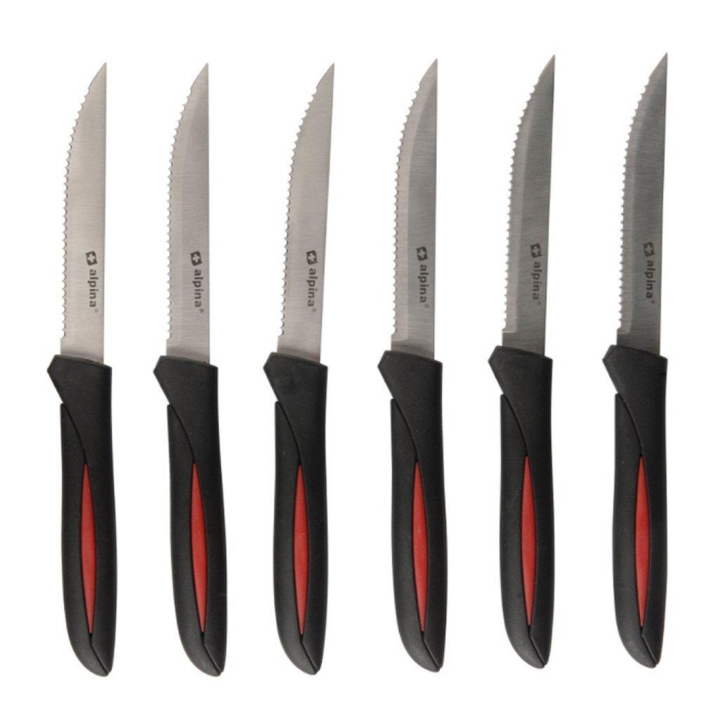 Alpina Steakmesser 23 cm 6 Stück schwarz rot