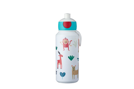 Mepal Pop-Up-Trinkflasche Campus – 400 ml – gut schließend – Trinkbecher für Kinder – Tierfreunde