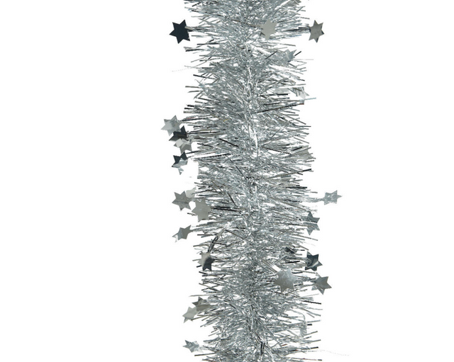 Decoris Weihnachtsbaumgirlande Lametta Stern 10cmx270cm Silber
