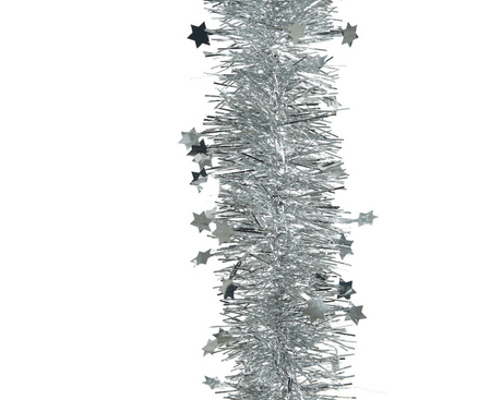 Decoris Weihnachtsbaumgirlande Lametta Stern 10cmx270cm Silber