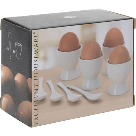Eierbecher-Set aus Porzellan von Excellent Houseware, 8-teilig, weiß