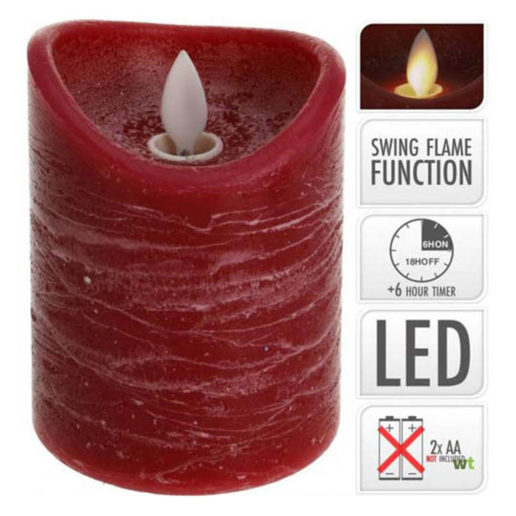 C.T. LED-Kerze Tanzflamme Rot + Timer
