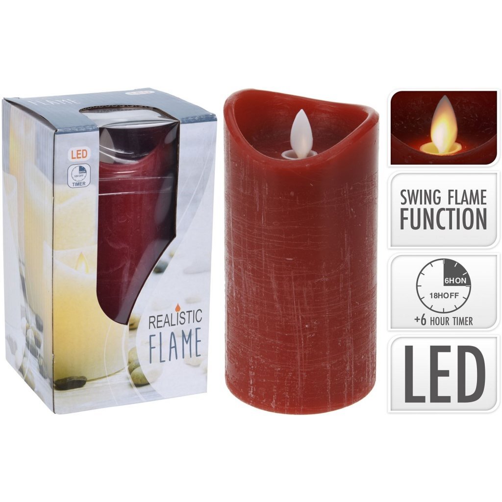 C.T. LED-Kerze Tanzflamme Rot + Timer