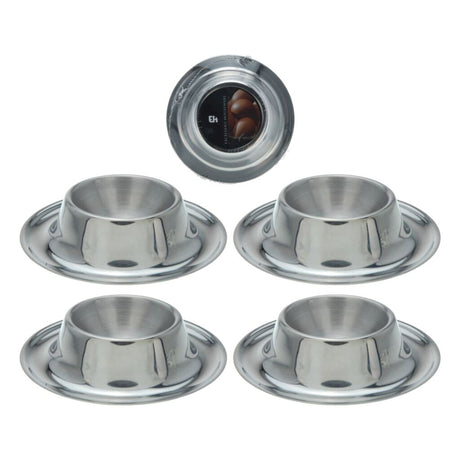 Excellent Houseware Eierbecher-Set Edelstahl 4-teilig | 4 Stück