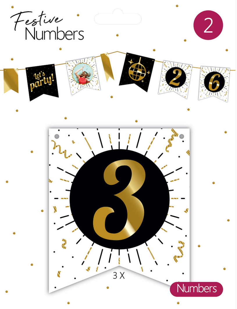 Festive numbers nr 3 3 stuks