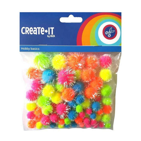 Create it Create it Glitzer-Pompons 75 Stück Neon