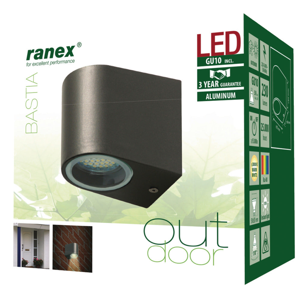 Ranex RA-5000332 LED-Außenwandleuchte aus Edelstahl
