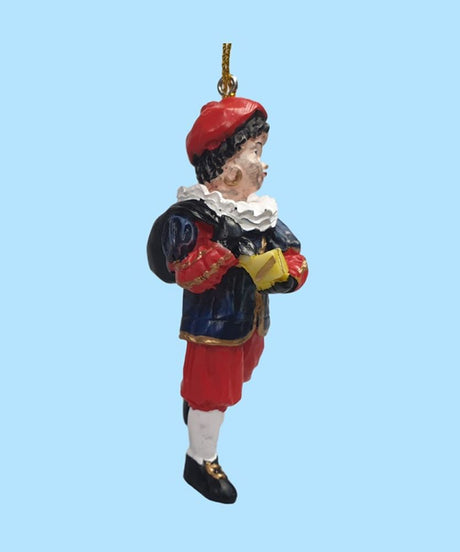Polystone roetveeg piet met cadeau. 9 cm