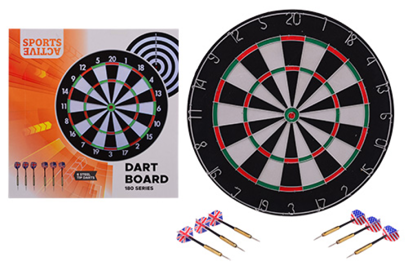 Johntoy Sports Active Dartscheibe 45x2 cm mit 6 Darts in Box