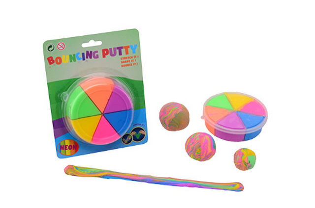 Johntoy John Toy Bounce Duo Putty, Aufbewahrungsbox in 6 Neonfarben auf Karte