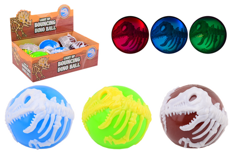 Johntoy leuchtender Dino-Hüpfball, 8 cm