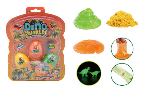 Johntoy Dino World 3 Schleimeier mit im Dunkeln leuchtendem Dino
