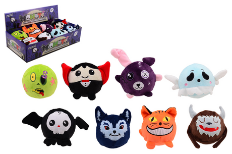 Johntoy plush cuties - monster stuiterballen in display 8 assorti