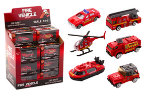 Johntoy brandweer voertuigen 1:64 in display 6 assorti
