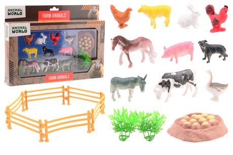 Johntoy Bauernhofspielset Tierspielzeug 19-teilig aus Kunststoff.