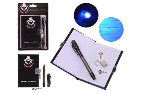 Johntoy geheimes Logbuch mit Geheimcode-Stift