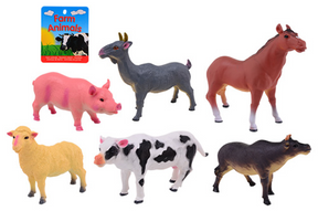 Johntoy animal world boerderij dieren soft 20-28 cm 6 assorti
