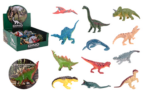 Johntoy animal world dieren op kaart in display - dinosaurussen