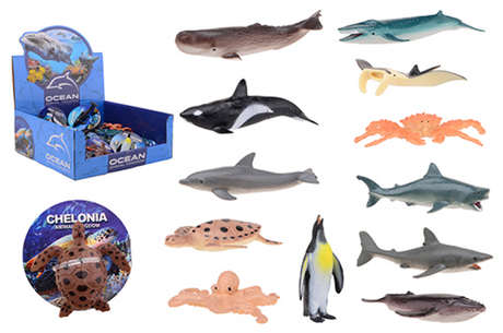 Johntoy animal world dieren op kaart in display - oceaan dieren