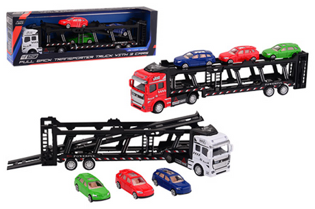 Johntoy super cars die-cast autotransporter met 3 autos 2 assorti