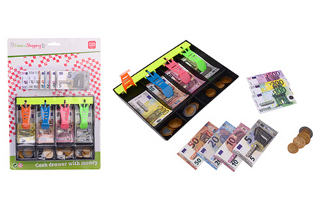Johntoy Kassenschublade mit Spielgeld 120-teilig – Registrierkasse – Spielzeuggeld – Spielzeug Jungen – Spielzeug Mädchen – Schuhgeschenk – Registrierkasse – Registrierkasse Spielzeug – Schuhgeschenk Junge – Spielzeugladen