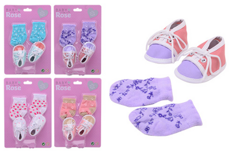 Johntoy baby rose poppensokken en schoenen op kaart 4 ass