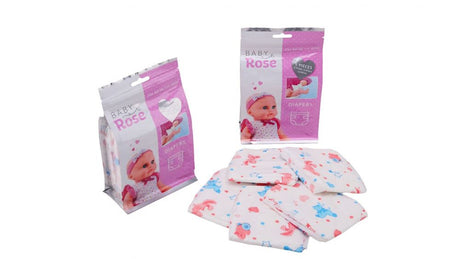 Baby-Rose-Set Puppenwindeln, 5 Stück im Beutel.