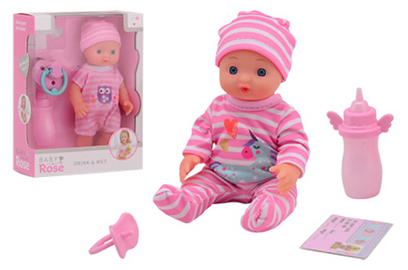 Johntoy John Toy Baby Rose Drink + Pinkelpuppe 17 cm