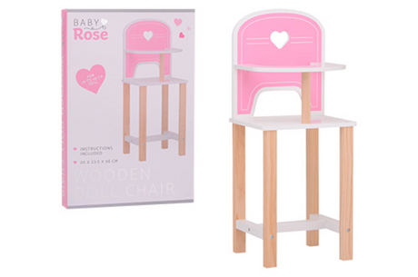 Johntoy hölzerner Puppenstuhl Baby Rose – Puppenmöbelspielzeug.