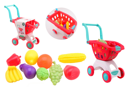 Johntoy winkelwagen speelgoed met accessoires - boodschappen doen.