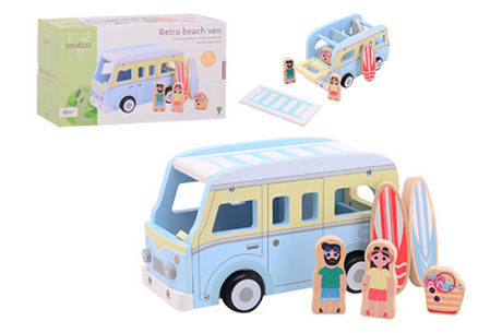 Jouéco Joueco Retro-Strandbus aus Holz mit Zubehör