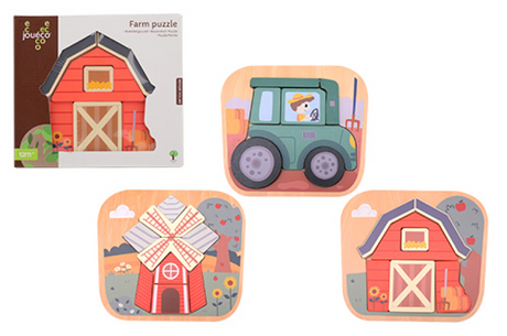 Joueco - boerderij puzzel 3 assorti