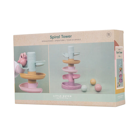 Rubo Toys Little Dutch Spiral Tower Pink – Murmelbahn – 5 Teile – 3 Kugeln – Stapelturm