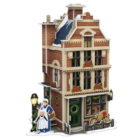 Kubisches lustiges 3D-Puzzle Niederländisches Haus Winterbäckerei + Licht 65 Teile
