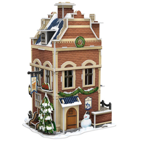 Kubisches lustiges 3D-Puzzle Niederländisches Haus Winterbäckerei + Licht 65 Teile