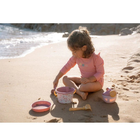 Little Dutch Strandset mit rosa Blumen, 5-teilig.