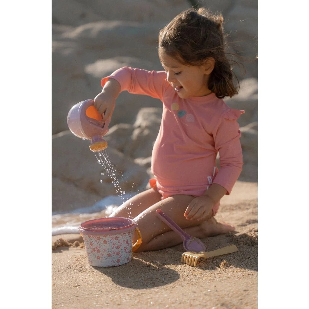 Little Dutch Strandset mit rosa Blumen, 5-teilig.