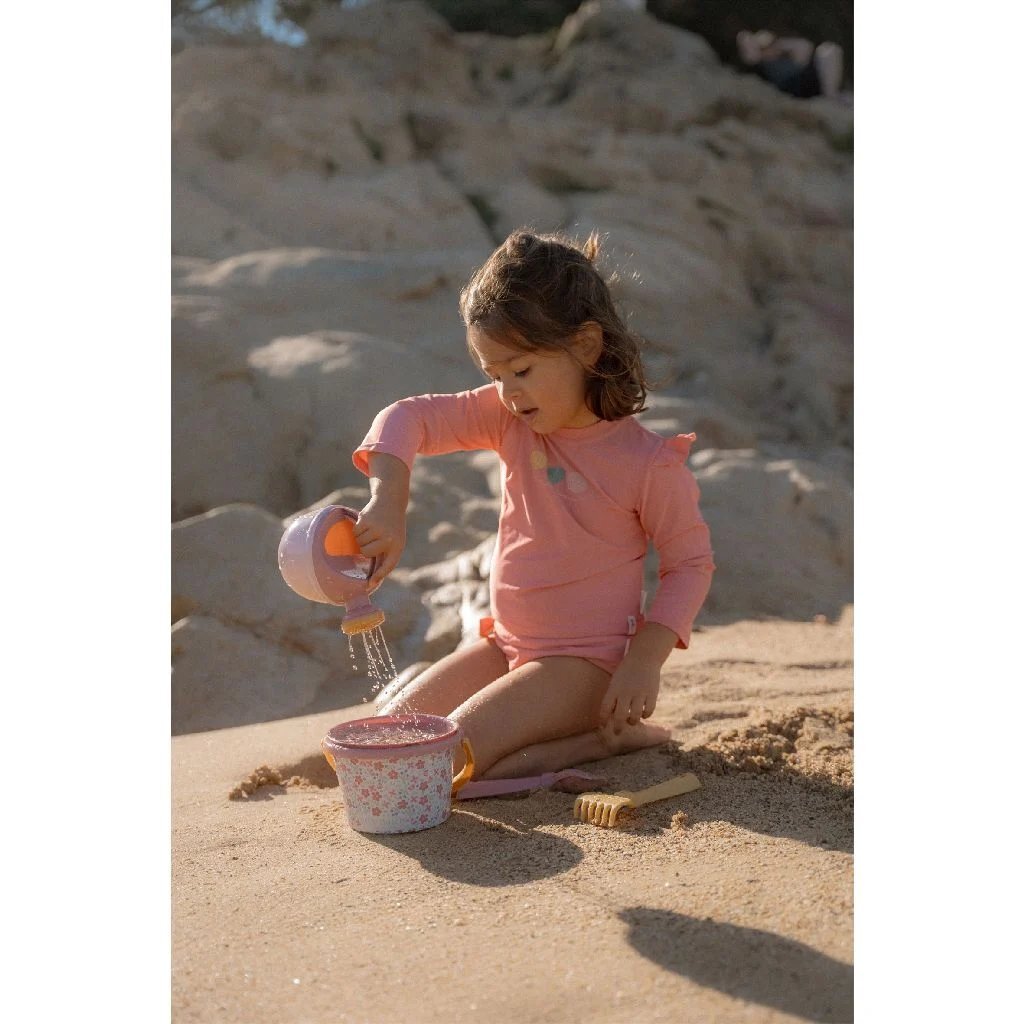 Little Dutch Strandset mit rosa Blumen, 5-teilig.
