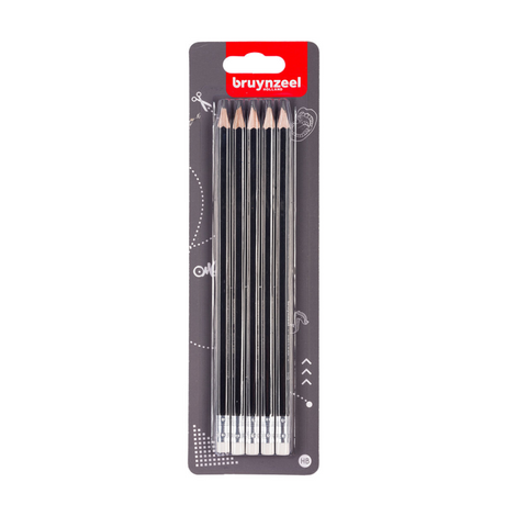 Bruynzeel Graphitstift-Set, 5 HB-Bleistifte mit Radiergummi