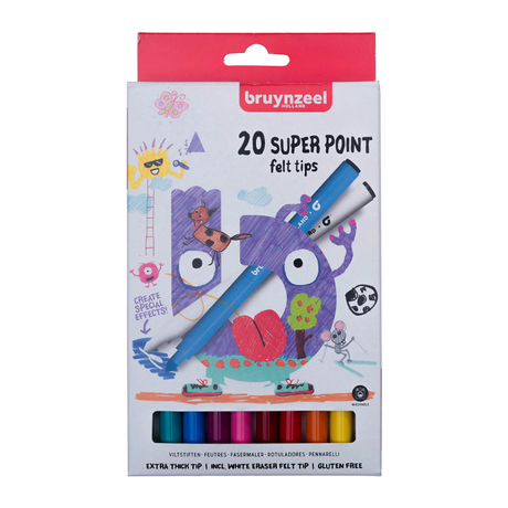 Bruynzeel Kids Super Point Filzstifte-Set, 20 Farben