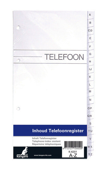 Kangaro K-6201 Inhalt für Telefonregister A-Z 4-Loch