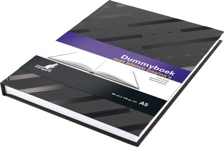 Kangaro K-5585 Dummy-Buch, A5, blanko, Hardcover, 80 Seiten, 140 g/m², schwarzes Design